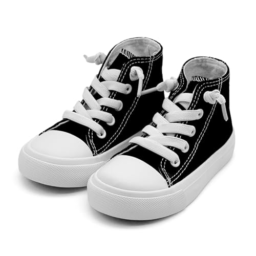 Duovodu Kinder High-Top Turnschuhe Jungen Mädchen Segeltuchschuhe lässig leichte Canvas Sportschuhe mit Verstellbare Riemen von Duovodu