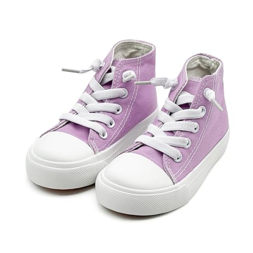 Duovodu Kinder High-Top Turnschuhe Jungen Mädchen Segeltuchschuhe lässig leichte Canvas Sportschuhe mit Verstellbare Riemen von Duovodu