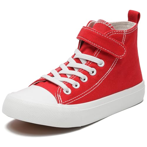 Duovodu Kinder Turnschuhe Mädchen High-Top Segeltuchschuhe Sneakers Jungen Klassische verstellbare Riemen Walking Canvas Sportschuhe von Duovodu