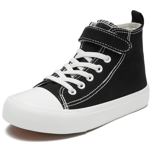 Duovodu Kinder Turnschuhe Mädchen High-Top Segeltuchschuhe Sneakers Jungen Klassische verstellbare Riemen Walking Canvas Sportschuhe von Duovodu