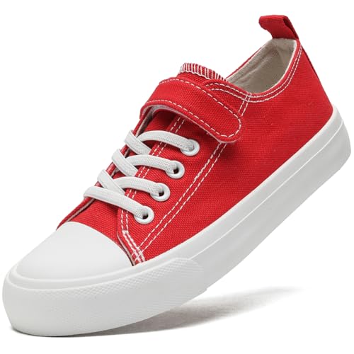 Duovodu Kinder Turnschuhe Mädchen Segeltuchschuhe Jungen Canvas Sneaker lässig leichte Schuhe mit Verstellbare Riemen von Duovodu