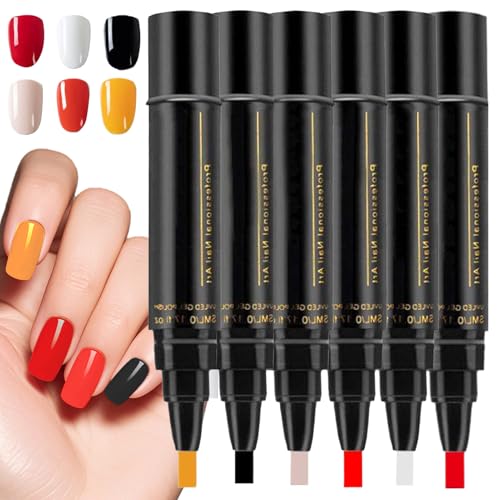 Duqulle Nagellack Marker | Sechser-Set Nagellackstifte Für Damen,Langlebiger Pinsel Für - Und Salonnutzung Anfänger Maniküre von Duqulle