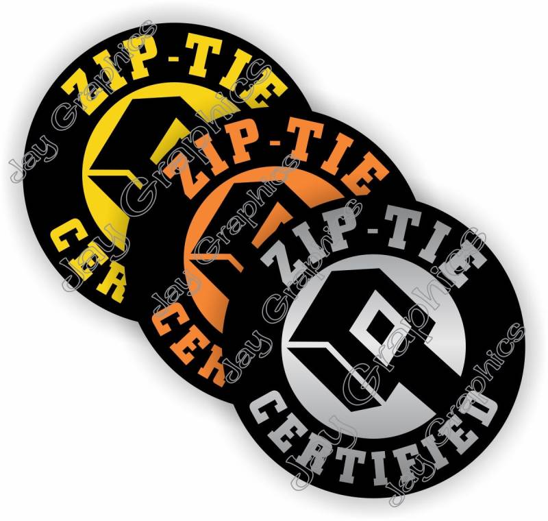 3Er-Pack Zip-Tie Zertifizierte Lustige Schutzhelm-Aufkleber | Motorrad Helm Aufkleber Etiketten Foreman Ziptie Sticker Laborer Bossman Konstruktion von DuraDecalsUSA