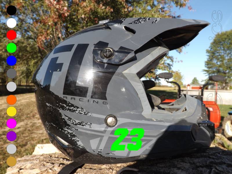 Paar/2 "Benutzerdefinierte Helm-Seitenzahlen Aufkleber Personalisierte # Vinyl Dirt Bike Motorrad Helme Fußball Baseball Motocross von DuraDecalsUSA