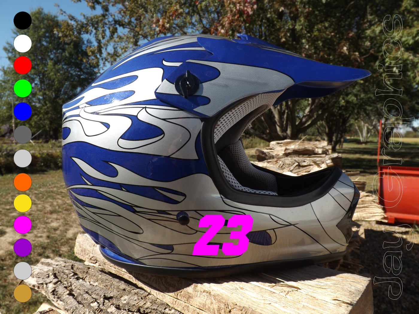 Paar ~ 2 "Benutzerdefinierte Helm-Seitenzahlen Aufkleber Personalisiert # Vinyl Dirt Bike Motorradhelme Kx Yz Crf Rmz Motocross von DuraDecalsUSA