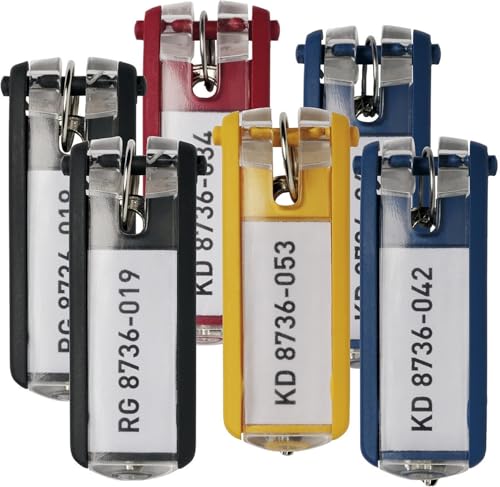 Durable® 6 Stück Sortiert Schlüsselanhänger mit Beschriftungsfeld & KEY CLIP - DAS ORIGINAL - Schlüssel-Anhänger mit Schlüsselring zum Beschriften - Schlüssel Holder mit Easy Clips schnell & einfach von Durable