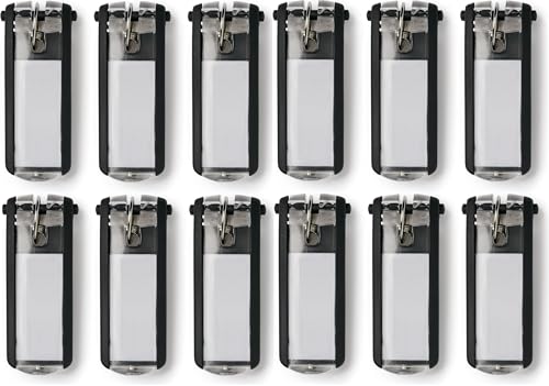 Durable Schlüsselanhänger Key Clip, einfach aufklappen & beschriften, farbig sortiert, (Schwarz, 12er Set) von Durable