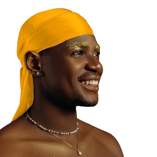 DuragPro Silk Durag für Damen und Herren, seidiger Satin-Flicken, goldfarben, Gold, 1 Count (Pack of 1) von DuragPro