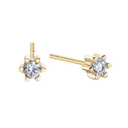 Durán Exquse – Hübsche Zirkonia-Ohrringe mit sechs Krallen – Silber vergoldet, Pequeño, Sterling Silber Silber, Zirkon von Duran Exquse