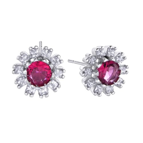 Durán Exquse – Pretty Gänseblümchen mit zentralem Rubin Zirkon, Silber, Pequeño, Sterling Silber Silber, Zirkon von Duran Exquse