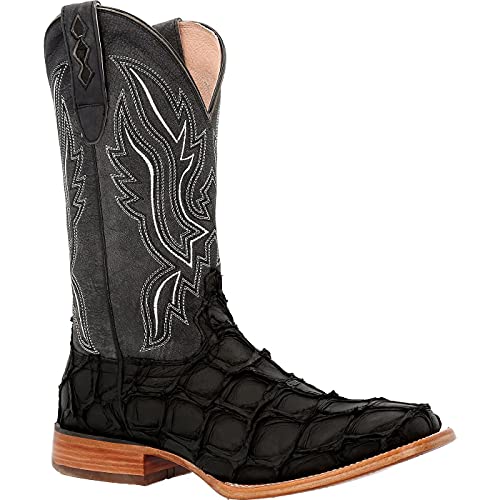 Durango Exotics Pirarucu Herren Stiefel mit quadratischer Zehenpartie, wadenhoch, Braun, Mattschwarzer Pirarucu, 7 von Durango