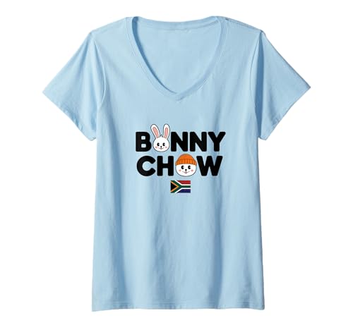 Damen Bunny Chow - Südafrikanischer Lebensmittelliebhaber, Hauskoch T-Shirt mit V-Ausschnitt von Durban Delights