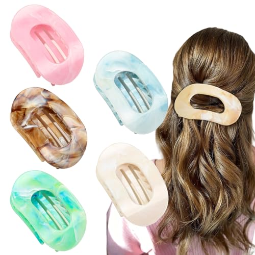 Durdiiy Flache Haarklammern für Frauen, mehrfarbig, französisches rundes dickes oder dünnes Haar, gebogenes Design, Entenschnabel-Haarspangen zum Liegen, Autofahren – matt, starker Halt von Durdiiy