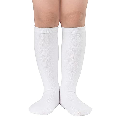 Durio Baby Mädchen Kniestrümpfe Knielang Socken Streifensocken Sportsocken für Kleinkinder Kinder Mädchen und Jungen 3-6 Jahre Weiß von Durio