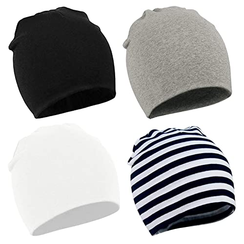 Durio Baby Mütze Jungen Mädchen Unisex Babymütze Kleinkind Wendemütze Jersey Slouch Beanie Mütze Infant Hut 4er Pack Farbmischung C 1-4 Jahre von Durio