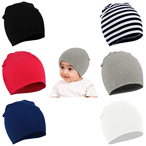 Durio Baby Mütze Jungen Mädchen Unisex Babymütze Kleinkind Wendemütze Jersey Slouch Beanie Mütze Infant Hut 6er Pack Farbmischung 0-12 Monate von Durio