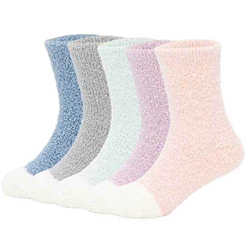 Durio Baby Mädchen Socken Kinder Stoppersocken Kuschelsocken Kleinkind Jungen Wintersocken Korallen Fleece Socken Winter Thermosocken 5 Paare A 6-24 Monate von Durio