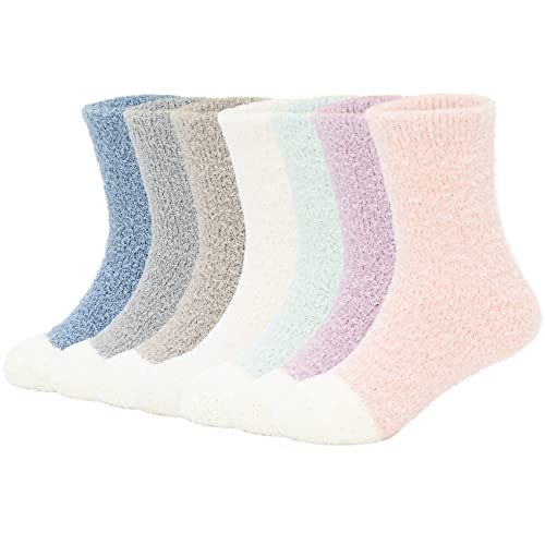 Durio Baby Mädchen Socken Kinder Stoppersocken Kuschelsocken Kleinkind Jungen Wintersocken Korallen Fleece Socken Winter Thermosocken 7 Paare A 6-24 Monate von Durio