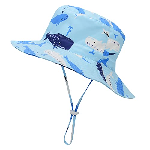 Durio Baby Sonnenhut Kinder Sonnenhüte UV Schutz Breite Krempe Fischerhut Hut Sonnenschutz Unisex Junge Mädchen Kleinkind Blauwal 1-2 Jahre von Durio