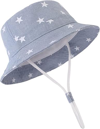 Durio Baby Sonnenhut Kinder Sonnenhüte UV Schutz Breite Krempe Fischerhut Hut Sonnenschutz Unisex Junge Mädchen Kleinkind Hellblau 6-12 Monate von Durio