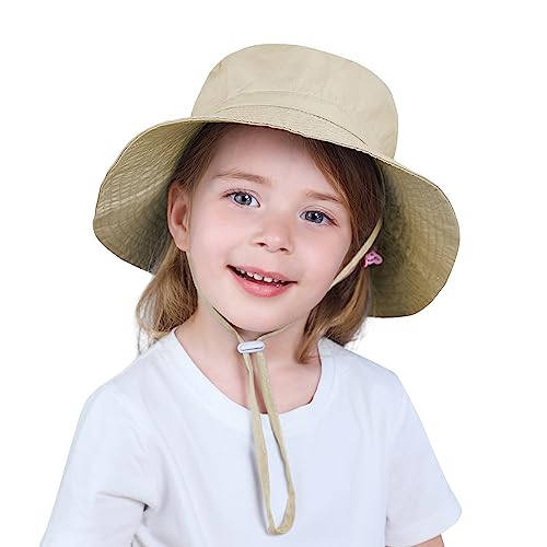 Durio Baby Sonnenhut Kleinkind Mütze Verstellbarer Faltbare Uv Schutz mit Nackenschnur Flapper für Kinder Mädchen Jungen Khaki 12-24 Monate 50 von Durio