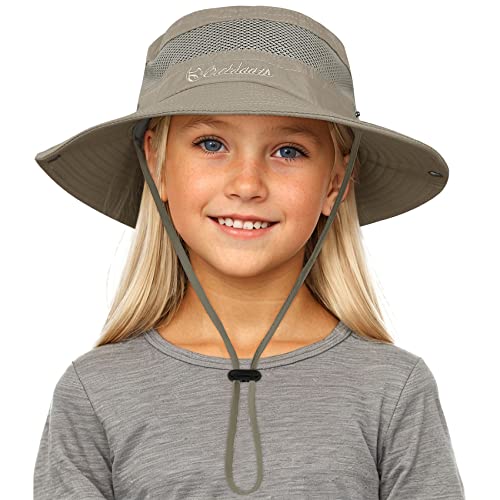 Durio Baby Sonnenhut für Mädchen und Jungen,Sonnenhut Kleinkind, Kinder Fischerhut,Sommerhut Breiter Krempe, Strandhut für Mädchen Jungen Tiefes Khaki 4-12 Jahre von Durio