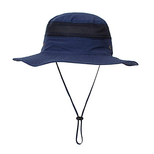 Durio Baby Sonnenhut mit Verstellbarem Kinnriemen UV Schutz Sommermütze Fisherhut für Baby Mädchen Jungen Kind Kleinkind Hut Navy 2-6 Jahre von Durio