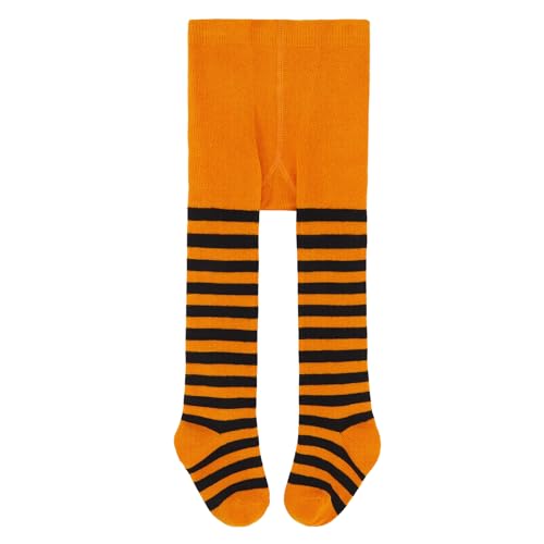 Durio Baby Strumpfhose für Mädchen Baumwolle Kinderstrumpfhose Kinder Strumpfhosen Set Warme Strümpfe Leggings Allerheiligen Orange und Schwarz Ringelstrumpfhose Kinder 4-6 Jahre von Durio