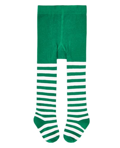 Durio Baby Strumpfhose für Mädchen Baumwolle Kinderstrumpfhose Kinder Strumpfhosen Set Warme Strümpfe Leggings Ringelstrumpfhose Kinder Weihnachtstag Grün und Weiß 2-4 Jahre von Durio