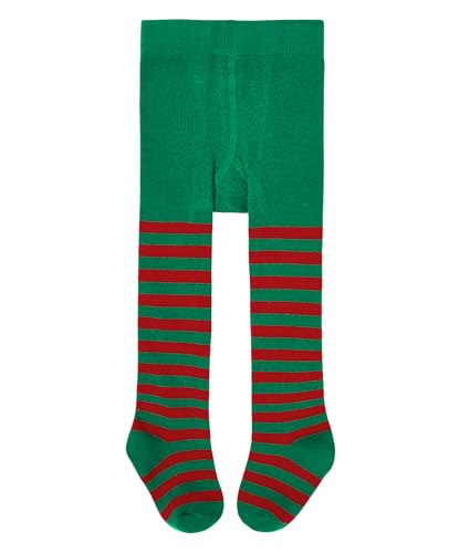Durio Baby Strumpfhose für Mädchen Baumwolle Kinderstrumpfhose Kinder Strumpfhosen Set Warme Strümpfe Leggings Ringelstrumpfhose Kinder Weihnachtstag Rot und Grün 6-9 Jahre von Durio