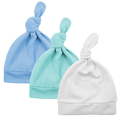 Durio Babymütze Neugeborene Jungen Mütze Baby Mädchen Beanie für 0-6 Monate Unisex Erstlingsmütze 3er Set Weiß Blau u. Grün 0-3 Monate von Durio