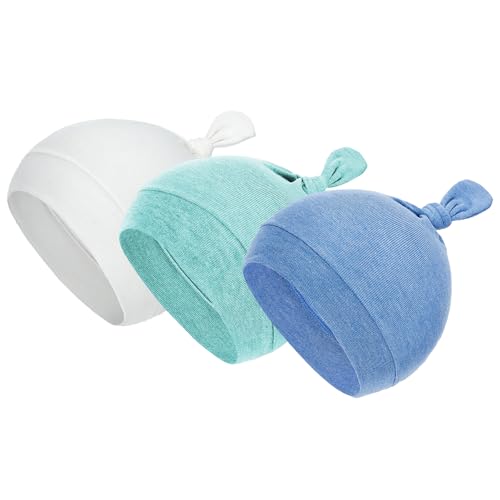 Durio Babymütze Neugeborene Jungen Mütze Baby Mädchen Beanie für 0-6 Monate Unisex Erstlingsmütze 3er Set Weiß Blau u. Grün 3-6 Monate von Durio