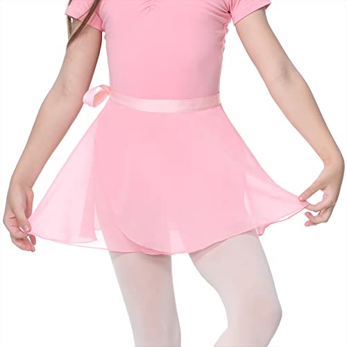 Durio Ballett Wickelrock Mädchen Ballettrock Chiffon Tanz Rock Antistatisch mit Verstellbarer Taillenbindung Rosa 110-130 (Tag Size M) von Durio