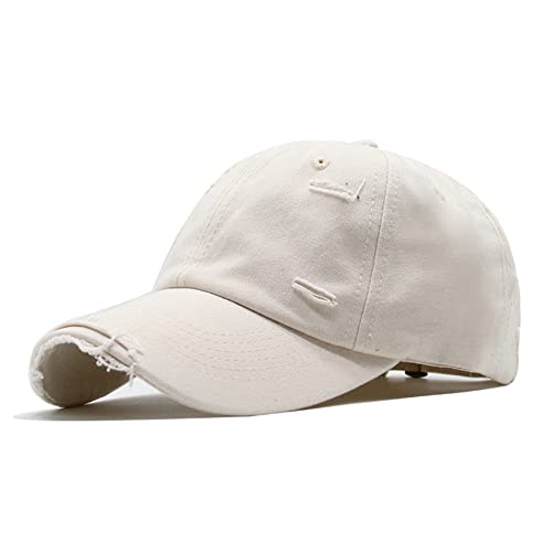 Durio Basecap Damen Baseball Cap Herren Kappe Vintage Unisex Freizeit Baumwolle Sonnenschutz Verstellbar Waschbar Outdoor Erwachsenen Beige von Durio