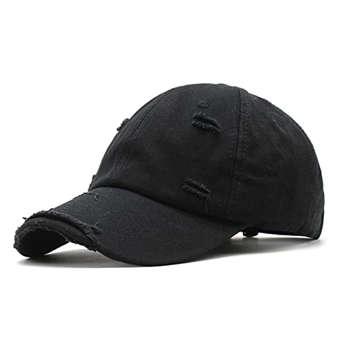 Durio Basecap Damen Baseball Cap Herren Kappe Vintage Unisex Freizeit Baumwolle Sonnenschutz Verstellbar Waschbar Outdoor Erwachsenen Schwarz von Durio