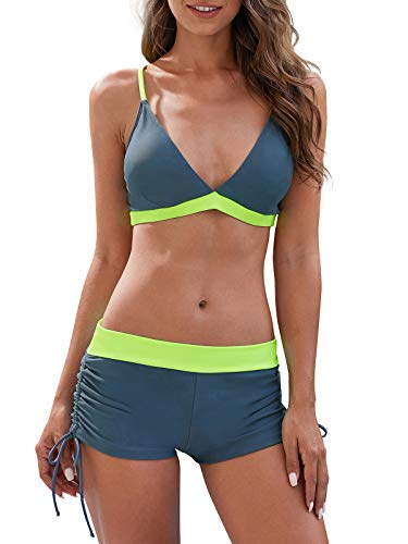 Durio Bikini Damen Set Bikini Verstellbar Zweiteiliger Badeanzug Push Up Bikini mit Hotpants Mischung 1 42-44 von Durio