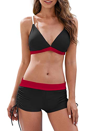 Durio Bikini Damen Set Bikini Verstellbar Zweiteiliger Badeanzug Push Up Bikini mit Hotpants Mischung 2 42-44 von Durio