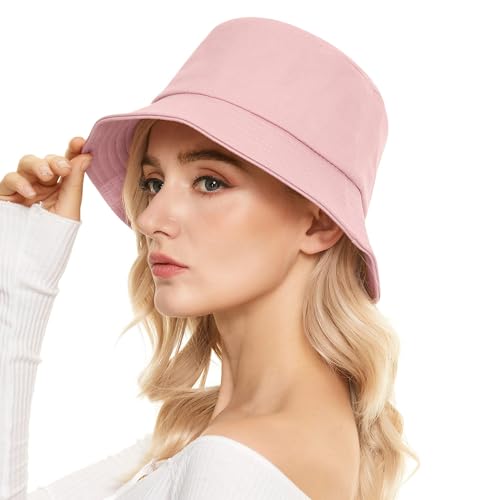 Durio Fischerhut Damen Sonnenhut Herren Unisex Sommerhut Bucket Hat Anglerhut Fishermütze Faltbarer Hut Pink Einheitsgröße von Durio