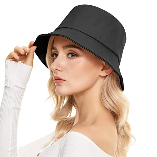 Durio Fischerhut Damen Sonnenhut Herren Unisex Sommerhut Bucket Hat Anglerhut Fishermütze Faltbarer Hut Schwarz Einheitsgröße von Durio