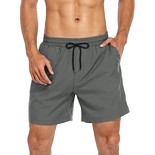 Durio Herren Badehose Schnelltrocknend Boardshorts Badeshorts Urlaub Freizeit Short Badehose für Herren Jungen Badeshorts für Männer Grau XL von Durio