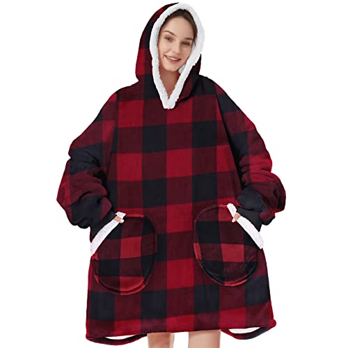 Durio Hoodie Damen Oversize Kuscheljacke Flauschig Hoodie Decke Damen Onesie Kuschelig Hoodie Pullover Deckenpulli Blanket Hoodie Warm mit Taschen Kapuzenpullover Übergroße Sweatshirt von Durio