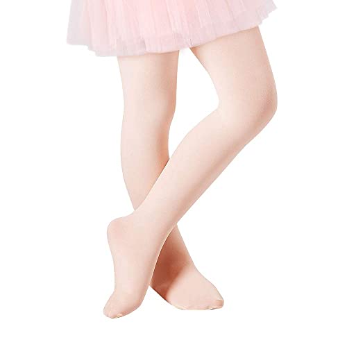 Durio Kinder Mädchen Strumpfhose Ballett Tanz Student Training Tanzstrumpfhose mit Fuß Kinderstrumpfhose Fleisch Fleisch Rosa 9-14 Jahre von Durio