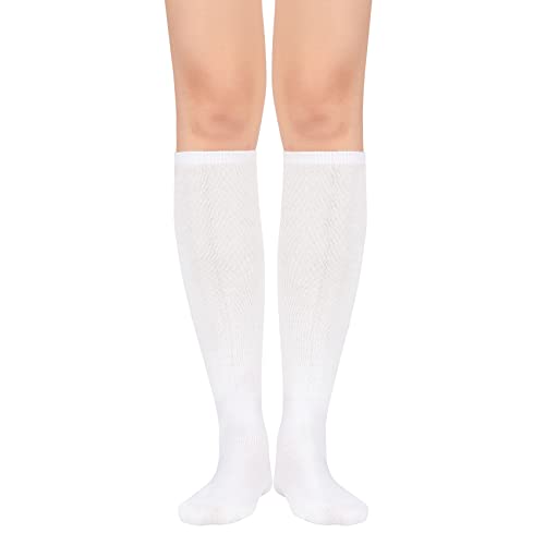 Durio Overknees Strümpfe Damen Winter Hohe Socken Damen Overknees socken Warme Lange Socken Thermo Lange Strümpfe Damen kniestrümpfe Reinweiß Einheitsgröße von Durio