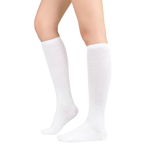 Durio Kniestrümpfe Damen Winter Hohe Socken Damen Thermo Lange Strümpfe Damen Warme Lange Socken Weiß Einheitsgröße von Durio