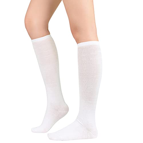 Durio Kniestrümpfe Damen Winter Hohe Socken Damen Thermo Lange Strümpfe Damen Warme Lange Socken Weiß Einheitsgröße von Durio