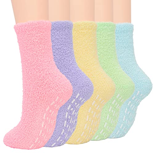 Durio Kuschelsocken Damen Stoppersocken Fuzzy Warm Wintersocken Weich Flauschigsocken 5 Paare von Durio