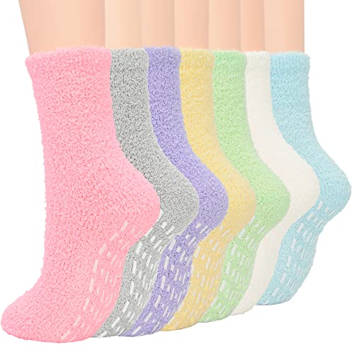 Durio Kuschelsocken Damen Stoppersocken Fuzzy Warm Wintersocken Weich Flauschigsocken 7 Paare A von Durio