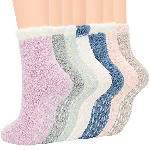 Durio Kuschelsocken Damen Stoppersocken Fuzzy Warm Wintersocken Weich Flauschigsocken 7 Paare von Durio