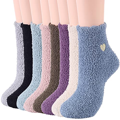 Durio Kuschelsocken Damen - 8 Paar Herz Wintersocken Warme Flauschige Weihnachtssocken Dicke Socken Fuzzy Sock von Durio