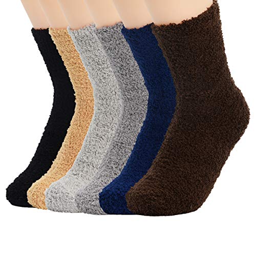 Durio Kuschelsocken Damen Wintersocken Warme Flauschige Weihnachtssocken Fuzzy Sock H 6 Paare Einfarbig von Durio